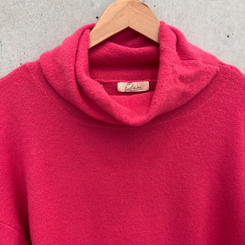 Elan Cowl Neck Pullover Mohair Blend Sweater, Hot Pink, Size Medium